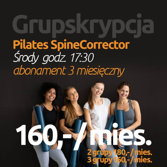Grupskrypcja! <br>Pilates SpineCorrector<br>środy godz. 17:30