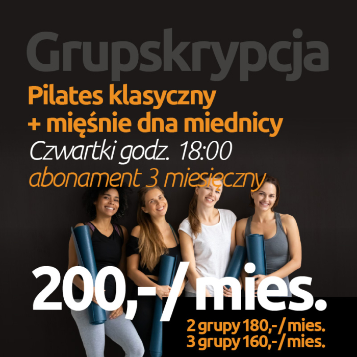 Grupskrypcja! <br>Pilates + MDM <br>Czwartki godz. 18.00